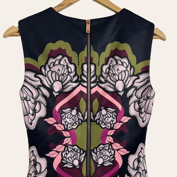 Ted Baker London Zyta Navy Blue Tapestry Floral Sleeveless Sheath Dress Sz 4 - Picture 6 of 9